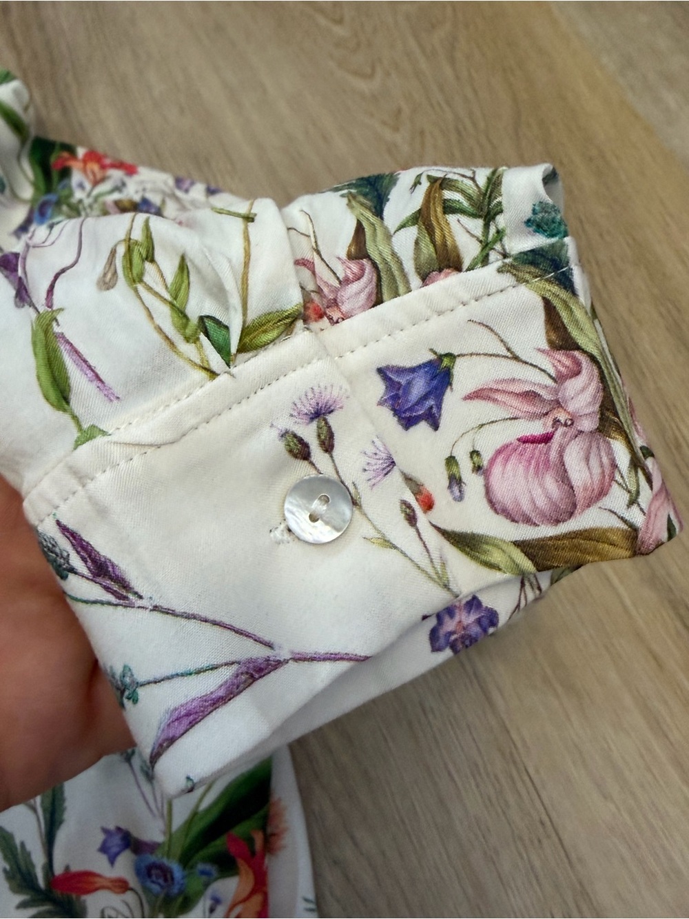L'AGENCE Cream Floral Blouse with Pink and Yellow Blooms - Picture 6 of 8
